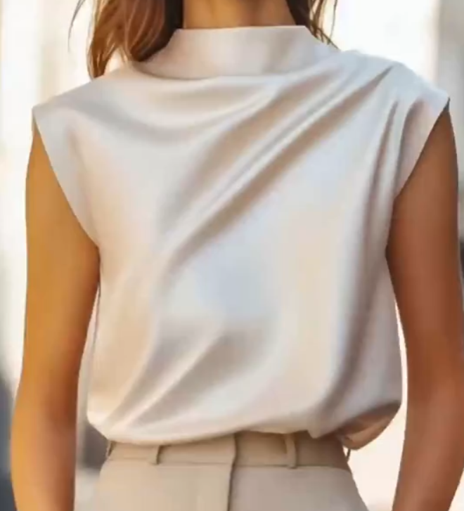 Women's Elegant Solid Satin Blouse