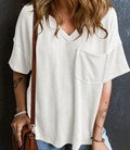 Women's Loose Twist Pocket Short Sleeve-Shirt