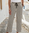 Women's Contrast Striped Drawstring Waist Loose Casual Pants Summer Pants For Women