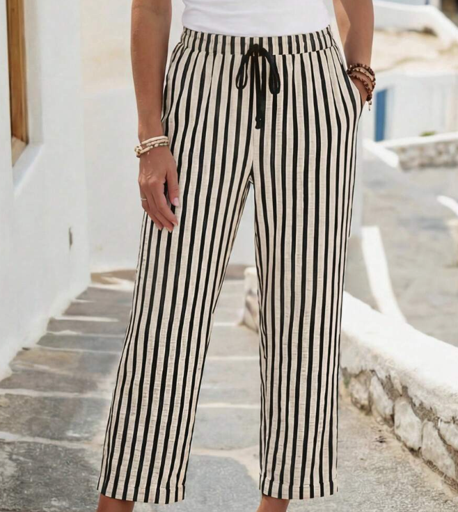 Women's Contrast Striped Drawstring Waist Loose Casual Pants Summer Pants For Women